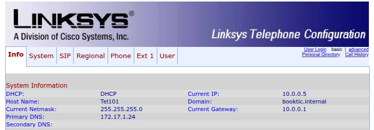 Interface Linksys